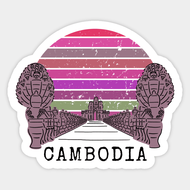 Angkor Thom Majesty: Cambodia's Ancient Wonder -- Purple Edition Sticker by CuteBotss